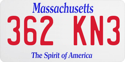 MA license plate 362KN3
