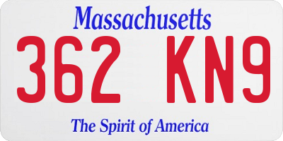 MA license plate 362KN9