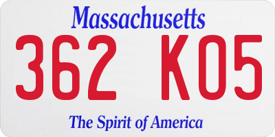 MA license plate 362KO5