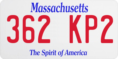 MA license plate 362KP2