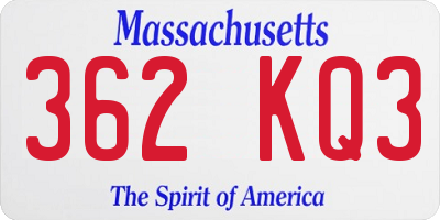 MA license plate 362KQ3