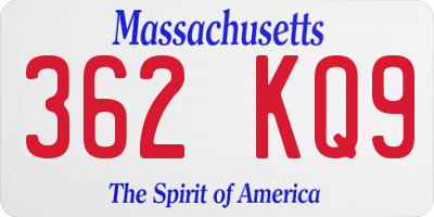MA license plate 362KQ9