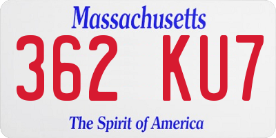 MA license plate 362KU7