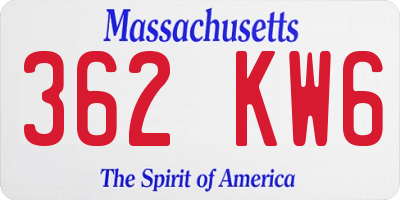 MA license plate 362KW6