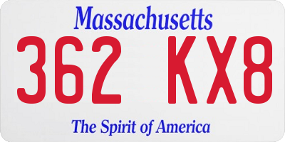 MA license plate 362KX8