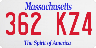 MA license plate 362KZ4