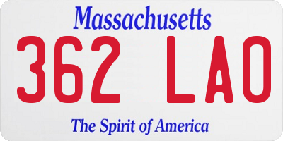 MA license plate 362LA0