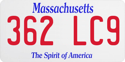 MA license plate 362LC9