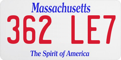 MA license plate 362LE7