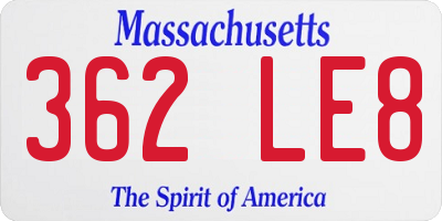 MA license plate 362LE8