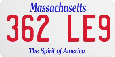 MA license plate 362LE9