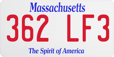 MA license plate 362LF3