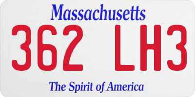 MA license plate 362LH3
