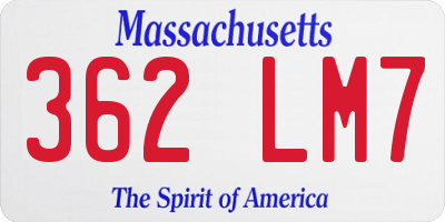 MA license plate 362LM7