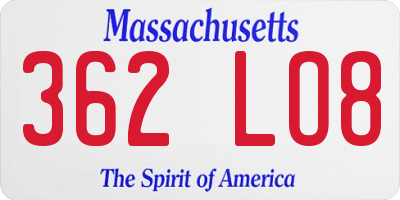 MA license plate 362LO8