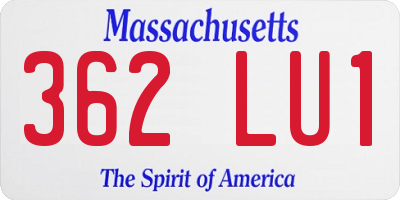 MA license plate 362LU1