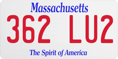 MA license plate 362LU2