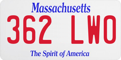 MA license plate 362LW0