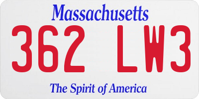 MA license plate 362LW3