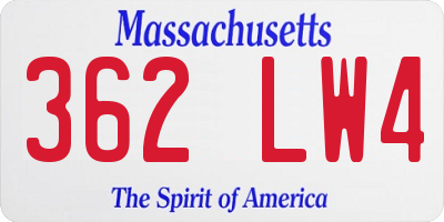 MA license plate 362LW4