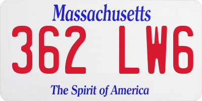 MA license plate 362LW6