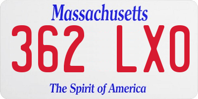 MA license plate 362LX0