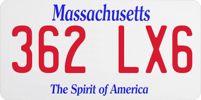 MA license plate 362LX6