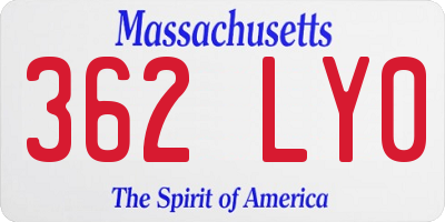 MA license plate 362LY0