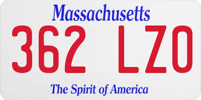 MA license plate 362LZ0