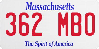 MA license plate 362MB0