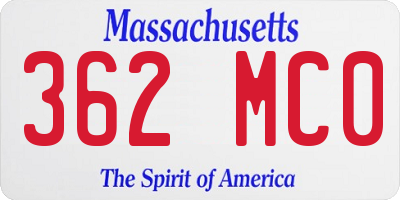 MA license plate 362MC0