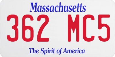MA license plate 362MC5