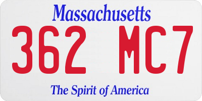 MA license plate 362MC7