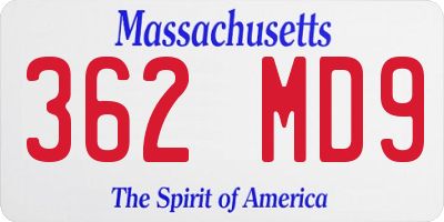 MA license plate 362MD9