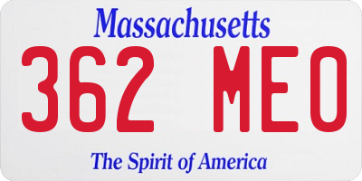 MA license plate 362ME0