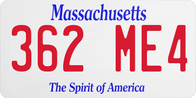 MA license plate 362ME4