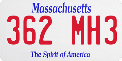 MA license plate 362MH3