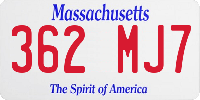 MA license plate 362MJ7