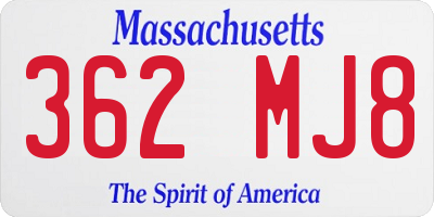 MA license plate 362MJ8