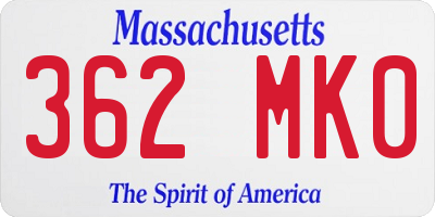 MA license plate 362MK0