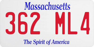 MA license plate 362ML4