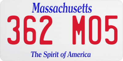 MA license plate 362MO5