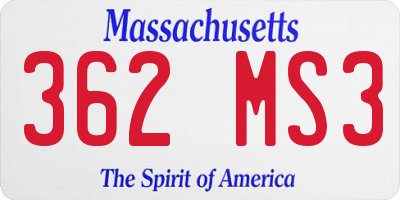 MA license plate 362MS3