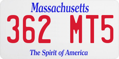 MA license plate 362MT5