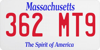 MA license plate 362MT9