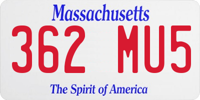 MA license plate 362MU5