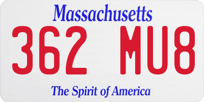 MA license plate 362MU8
