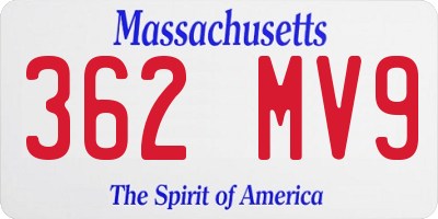 MA license plate 362MV9