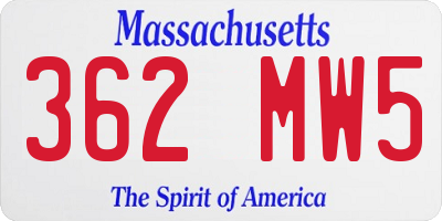 MA license plate 362MW5