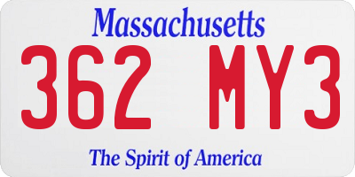 MA license plate 362MY3